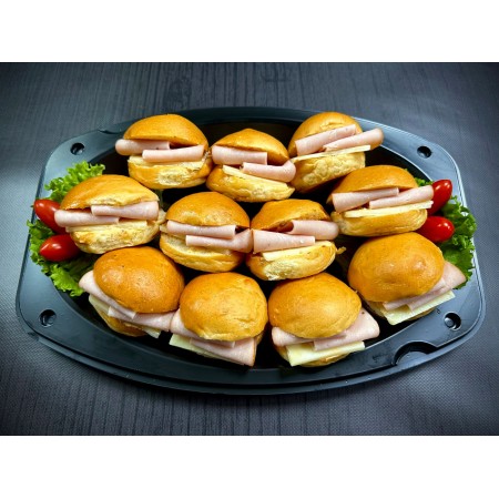 Πιατέλα 10 τμχ μικρά μπριόζ γαλοπούλα - γραβιέρα Κρήτης - αρωματική σως λιαστής ντομάτας