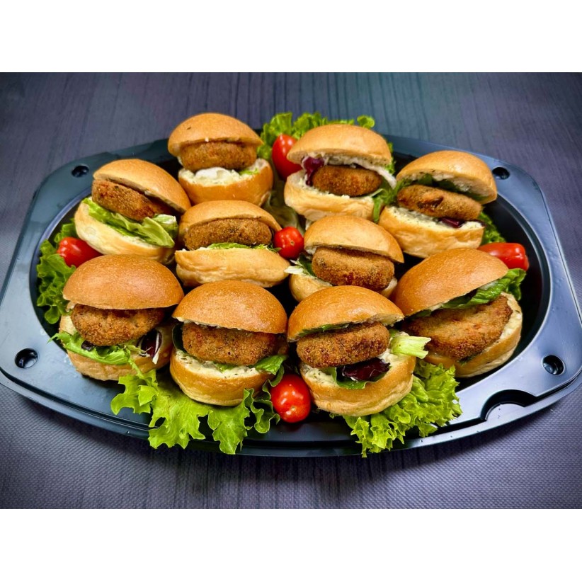 Πιατέλα 10 τμχ veggie μικρά μπριόζ ντοματοκεφτέδες και σάλτσα φέτας